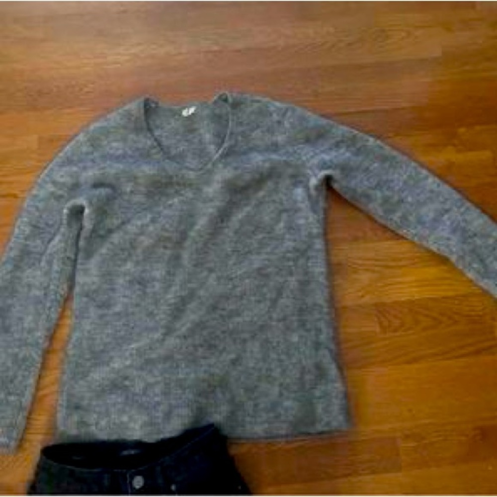 Arket Grey Mohair Wool Blend V Nevk Chunky Oversize Sweater Women’s XS